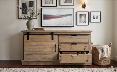 Solid Wood 59" Console Table / Media TV Stand with Sliding Barn Doors