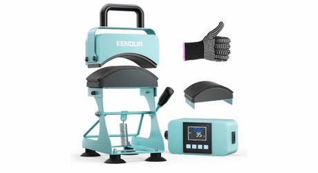 EENOUR I-401 Cap/Hat Sublimation Heat Press Swing-Arm 7x3.7in 110V LCD
