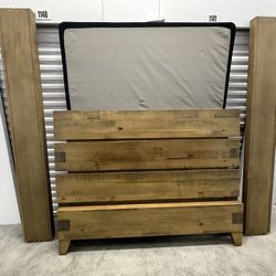 Wood Rattan Bamboo  Queen Bed Frame and Armorie