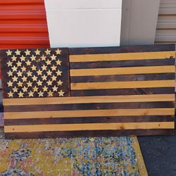 Unique Handmade Wood Flag With Compartment 