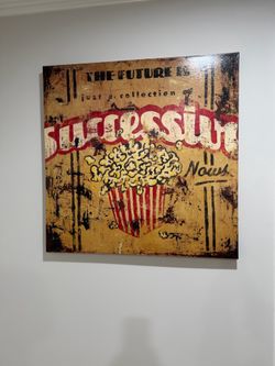 Popcorn Art Large Stretched Canvas 3ft x 3ft Smoke free household
