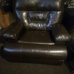 Brown leather recliner