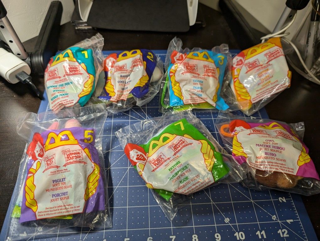 1999 Disney Winnie the Pooh Plush Keychain McDonald's Lot Of 7 INCOMPLETE
