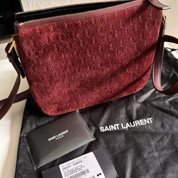 Saint Laurent Suede Monogram King Palm Crossbody
