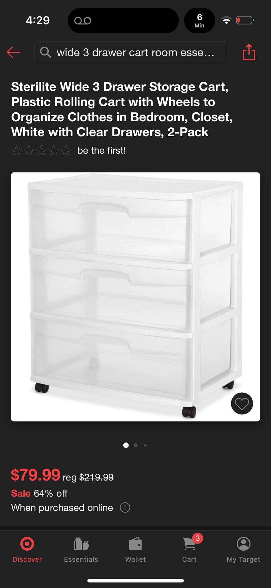 Clear And White 3 Drawer Organizer Plastic