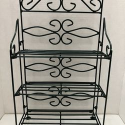 3-Tier Folding Storage Rack Metal Small 17.75”x10”x4.5” Green Portable Easy Assembly