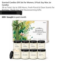 YINUO Seasonal Glow 8-Pack Soy Wax Candle Gift Set