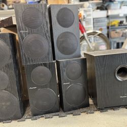 Pioneer 6 Piece Set Home 5 Speaker 1 Sub Woofer Amp