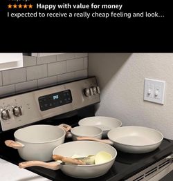 Ceramic Cookware Sets Pots and Pans Set Non Stick Frying Pans, Sauté Pan, Saucepan, Stockpot, Steamer, Compatible with Gas, Induction, New sealed