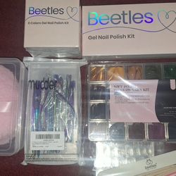 Assorted Lot Of Beetles Nail, Nail Polish Gel, Cuticle Nippers, Cuticle Pusher And More