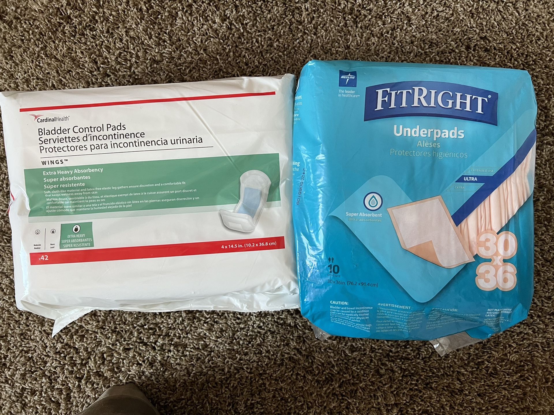 NEW: 52 Bladder Control Pads & 10 Underpads for Bed
