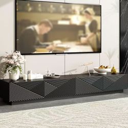  Long TV Stand with 4 Flip-Down Doors & Shelves for TVs up to 85" black $130 