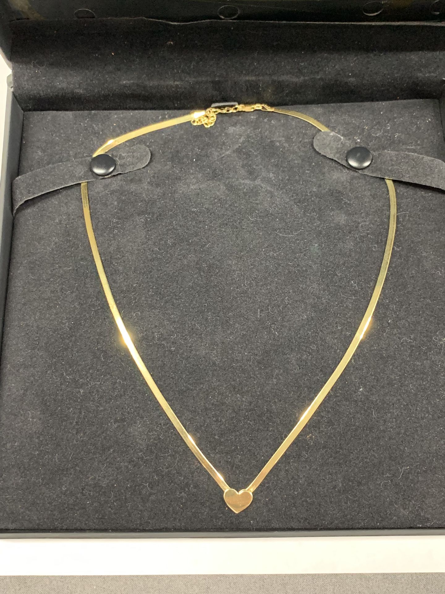 10K Yellow Gold Herringbone Heart Necklace Chain