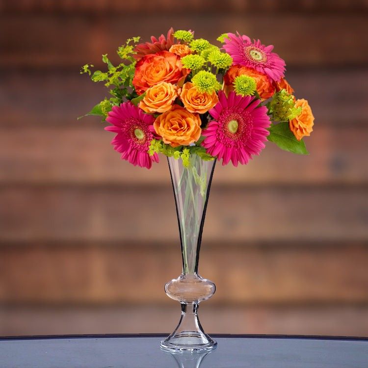 Clear Reversible Crystal Ball Trumpet Vase