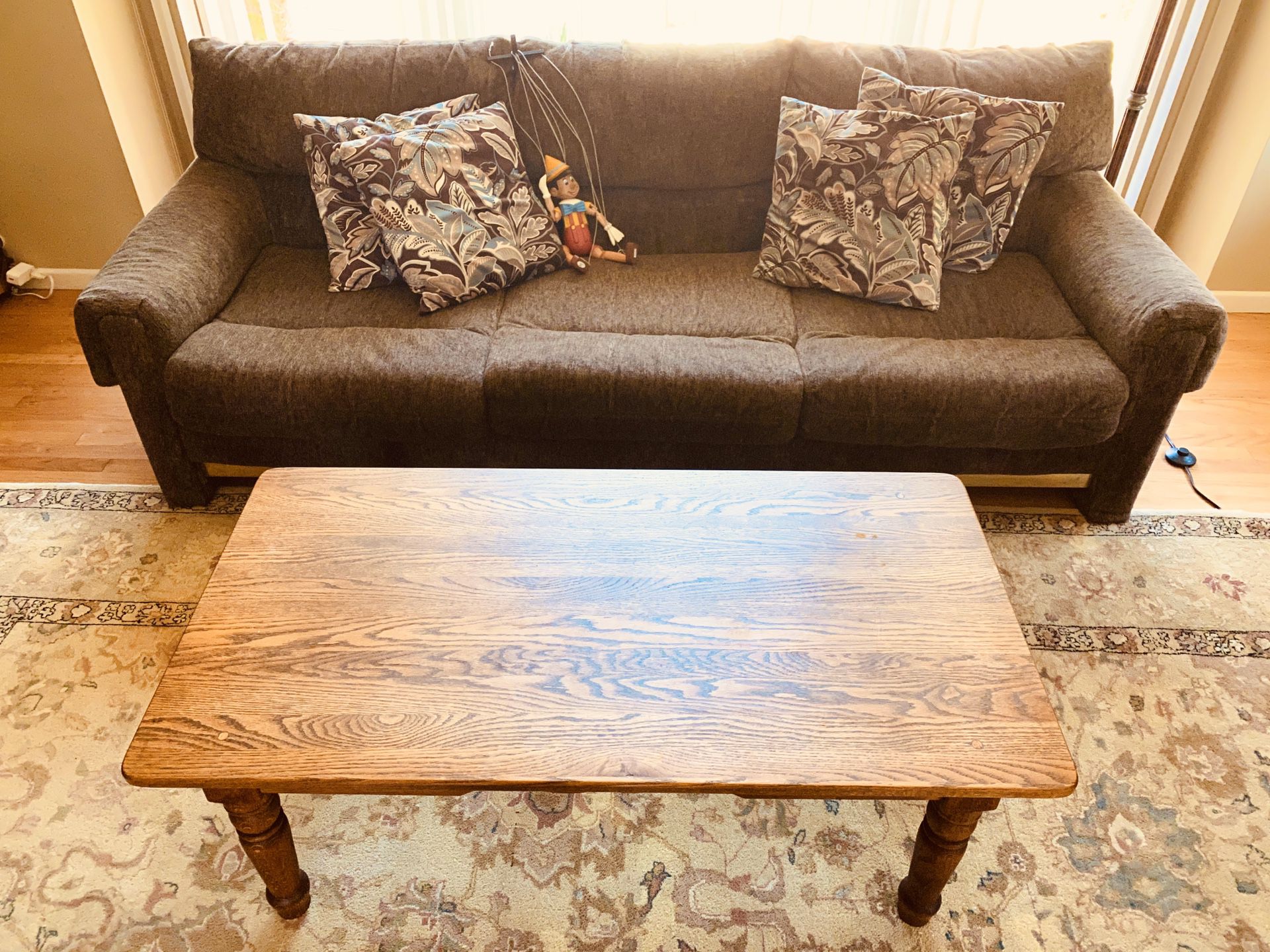 10% off Living Room set (couch and solid oak table, props not included). TP negotiable...