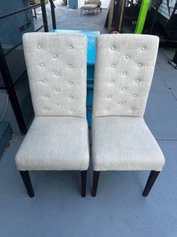 Nice dining room chairs. Beige white cloth covers I have 6 of these total.