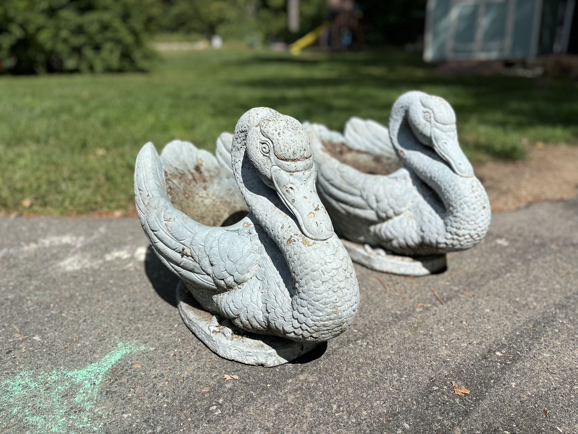 Two Swan Heavy Solid Planters