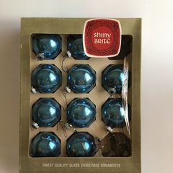 10 Vintage Shiny Brite Blue Christmas Ornament Bulbs