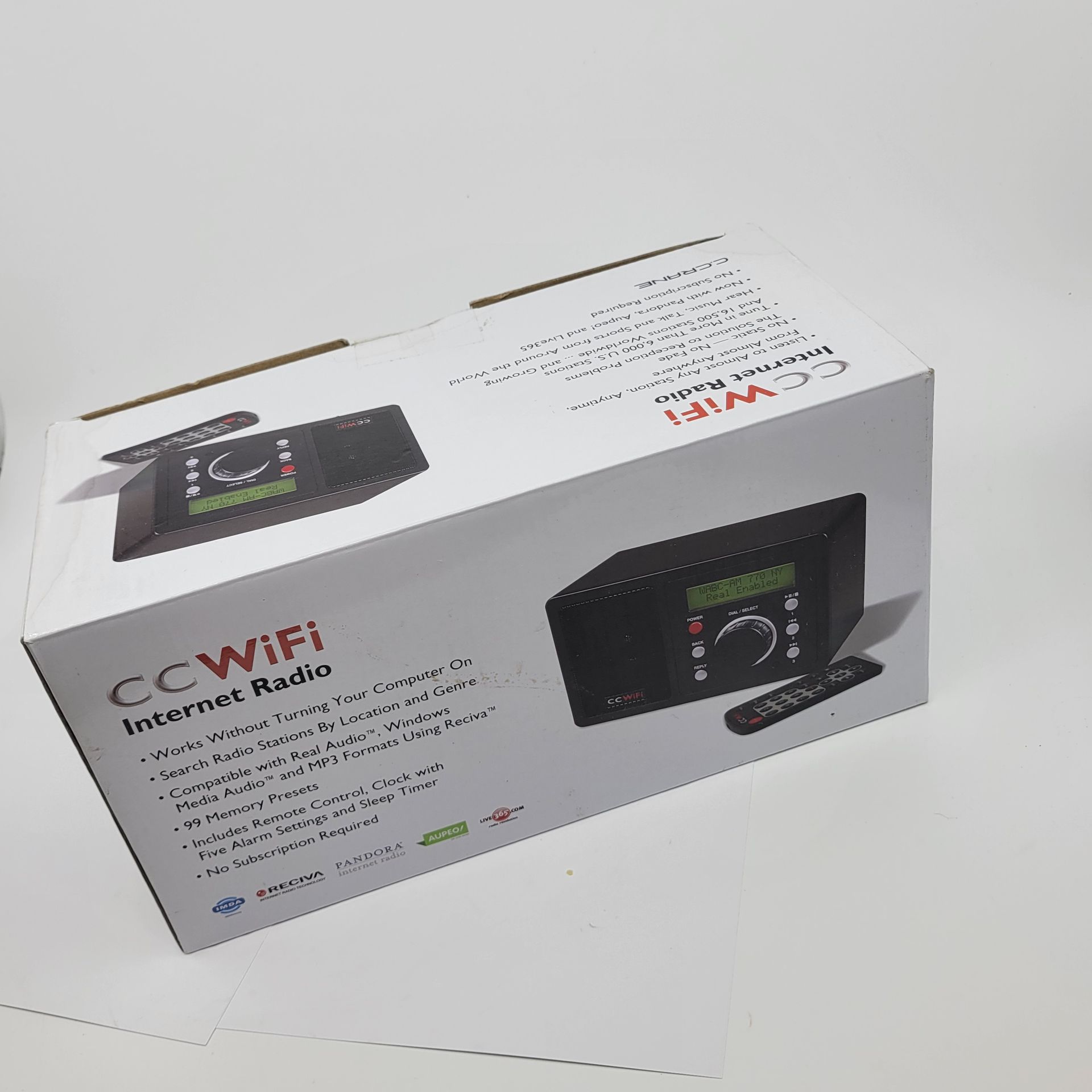 C. Crane CC WiFi Internet Radio , Clock and Alarm New Open box.Including power supply, remote, radio. Manual is missing.Weight 2lb plus shipping ma