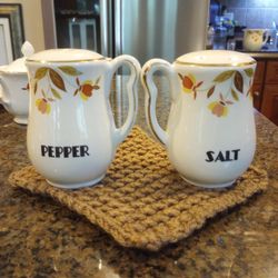 Hall China Autumn Leaf Salt And Pepper Shakers