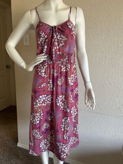 Floral Tie-Front Slip Dress in Berry Pink size size S