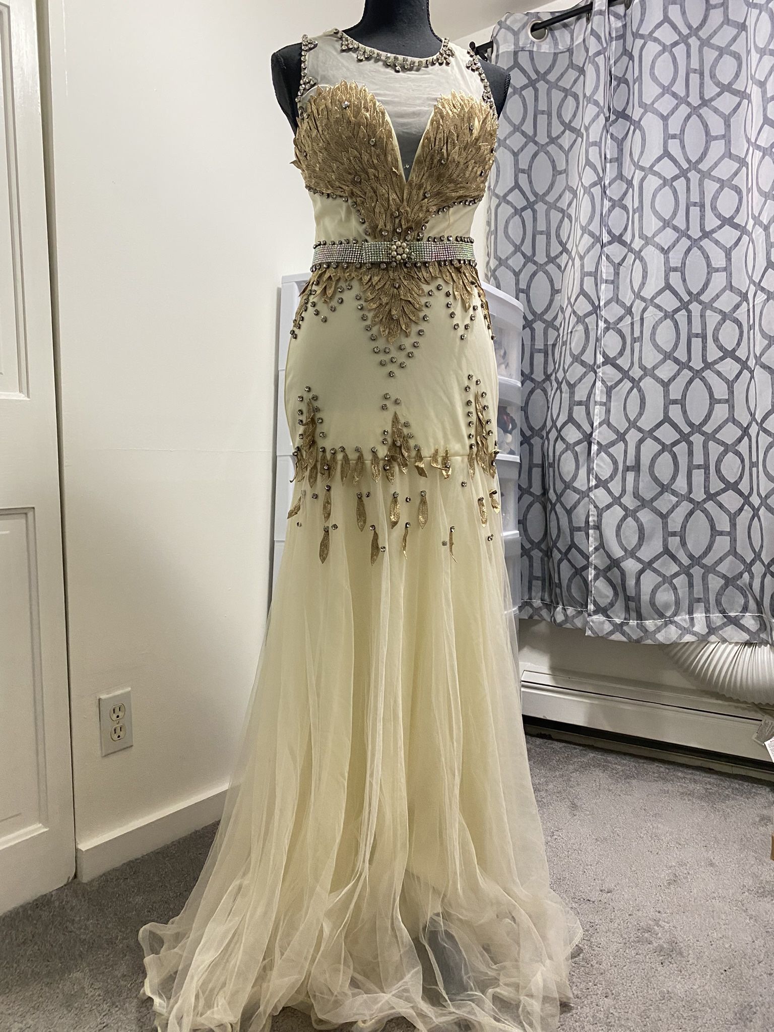 A Beige Bridesmaid  Dress