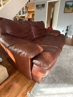 Brown leather couch