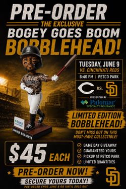 Padres Bogey Goes Boom Bobblehead Pre-Order – Guaranteed Pickup – $45