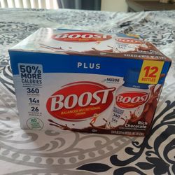 BOOST PLUS Nutritional Drink, Rich Chocolate, 14g Protein, 12-8 fl oz Bottles