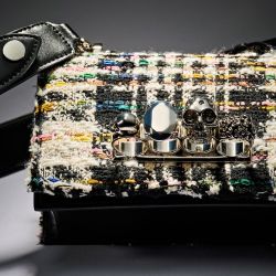 Alexander McQueen Mini Jewelled Satchel Fringe Tweed Boucle Leather Knuckle Crossbody Shoulder Bag ITALY