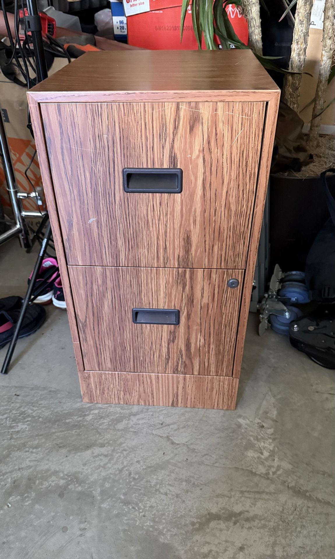 Wood Look Metal Filing Cabinet