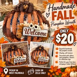 ๐๐ HANDMADE FALL PUMPKIN WREATH โ ONLY $20! ๐๐