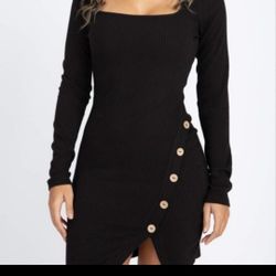 Front Slit Dress Long Sleeve