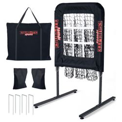 9 Hole Pitching Net with Strike Zone, Baseball Pitching Target, Softball Pitching Net