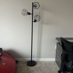 Black Cage Style Lamp With 3 Heads 