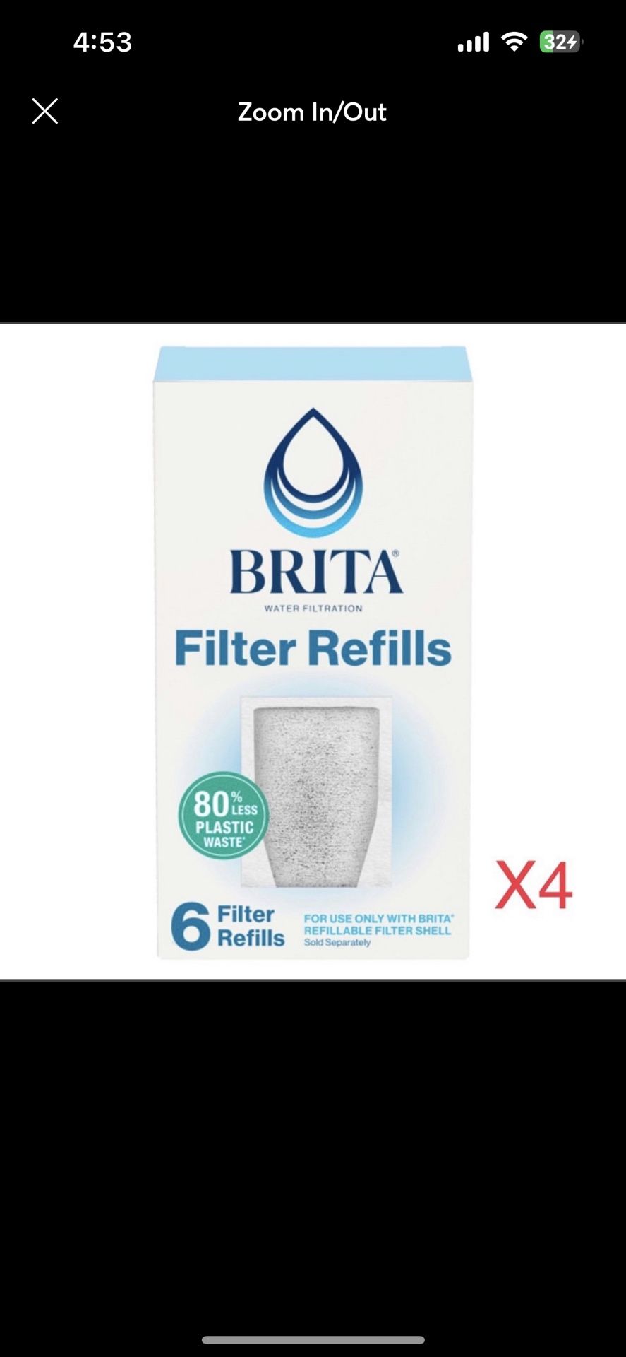 Brita Refillable Filter Refill Packs For Pitchers And Dispensers, BPA-Free, 80% Less Plastic*, Each Water Filter Lasts Two Months  You get 4 boxes wit