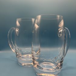 2 heavy bottom beer glasses in perfect condition