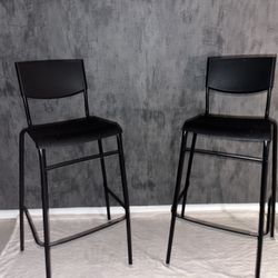 BLACK BARSTOOLS (SET OF 2)