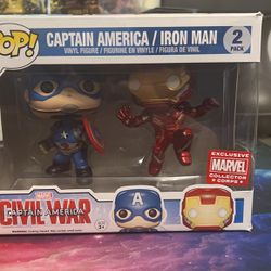 Marvel Funko Pop - Captain America / Iron Man 2 Pack -Civil War - Collector Corp