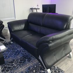 2 Pc Black Leather Couches FREE DELIVERY