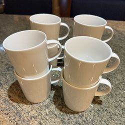  (8) Crate & Barrel White Porcelain Mugs Made in Japan Coffee Cups Set 4x3.25