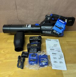 Kobalt 48V MAX (24Vx2) 600 CFM / 150 MPH Handheld Leaf Blower Kit, (x2 4.0Ah Batteries & Charger Included)
