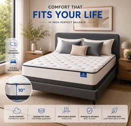 10 Inch Hybrid Memory Foam Mattress Full Size, Cool Top Medium Firm Mattress new in a Box M16