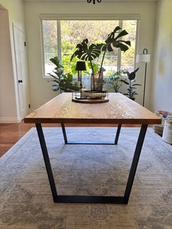 Wood Dining Table with Black Metal Legs