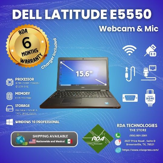 Dell Latitude E5550 i7 5th, 256 GB SSD, GB PC3 RAM, Win10