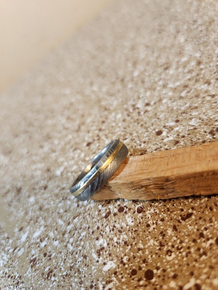 14k Gold Damascus Ring