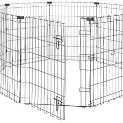 Dog Playpen, Indoor/Outdoor Pet Fence with Single Door, 8 Panels, Small, 30 Inches, Black Barely Used