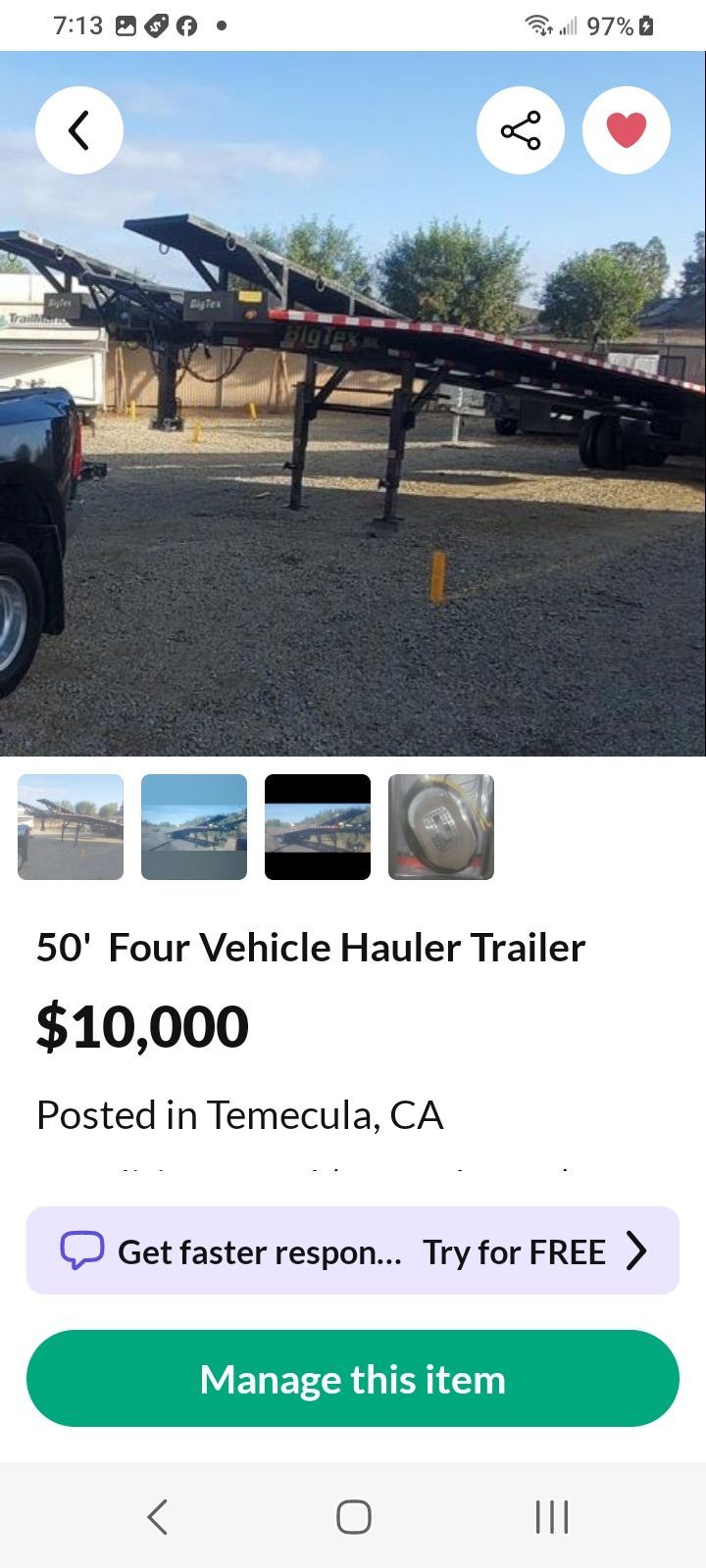 PRICE DROP BIG TEX 4 VEHICLE HAULER