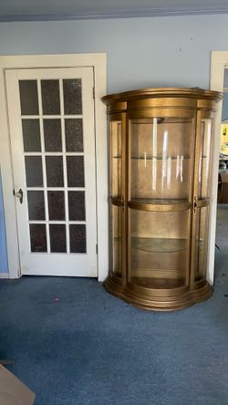 Solid wood. Gold finish painted cabinet.