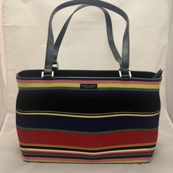 Vintage Kate Spade Vibrant Striped Canvas Tote